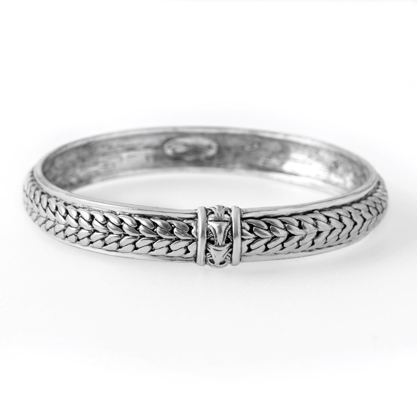 Vintage Ring Oscar De La Renta Textured Antique Silver Tone Bangle Bracelet #OSB-633-W Size: undefined