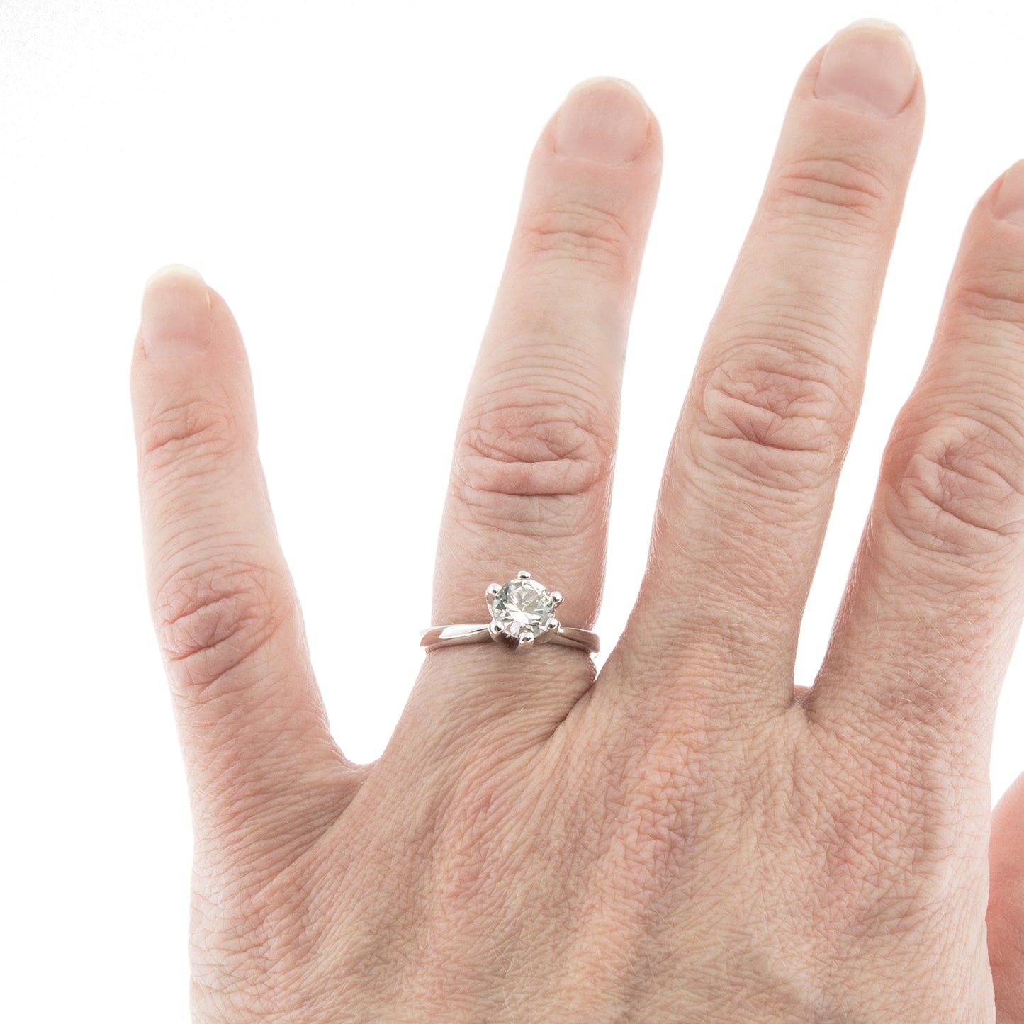Vintage Genuine Spinel Stone Solitaire Engagement Style Ring 18k White Gold Electroplate Size 9
