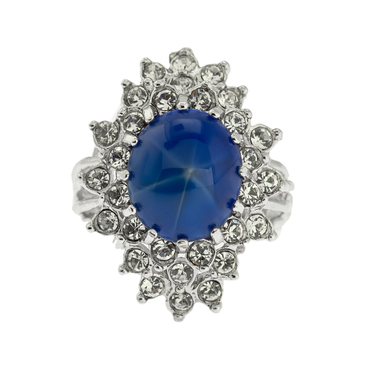 Vintage Emerald and Clear Austrian Crystal Cocktail Ring 18k Yellow Gold Electroplated May Birthstone