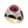 Vintage Ring 1980s Black Enamel Ring with Ruby Cabochon Stone Surrounded by Clear Crystals (6)