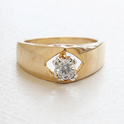 Vintage Clear Austrian Crystal Engagement Ring - 18k Yellow Gold Electroplated - April Birthstone - Made in USA