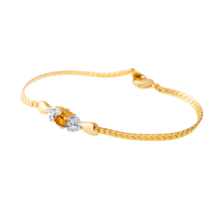 Vintage Ring Bracelet Light Topaz and Clear Swarovski Crystal 18kt Gold Plated Bracelet B1308