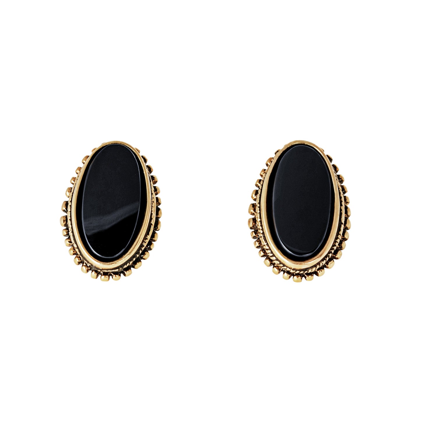 Vintage Earrings Genuine Onyx Stones Antique 18k Gold E268