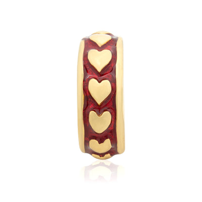 Vintage Ring 1980's Heart Band Ring 18k Yellow Gold Electroplated Size: 5