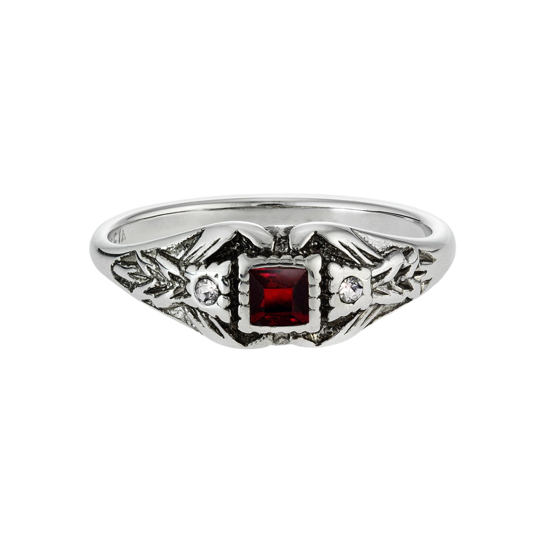 vintage-ring-ruby-Austrian-crystal-antique-white-gold-plated