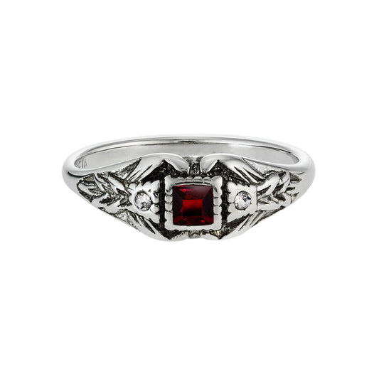 Silver Austrian Crystal Ruby / 3