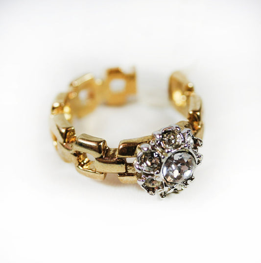 Unique Handcrafted 18kt Gold Plated Vintage Ring Swarovski Crystals Cluster Womans Antique Jewelry #R2865 Size: 9