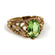 Vintage Peridot Austrian Crystal 18k Gold Electroplated Filigree Cocktail Ring Made in USA