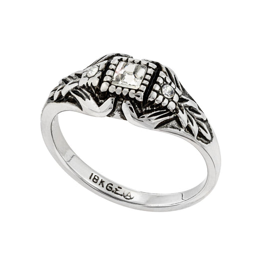 vintage-clear-Austrian-crystal-antique-white-gold-plated-ring
