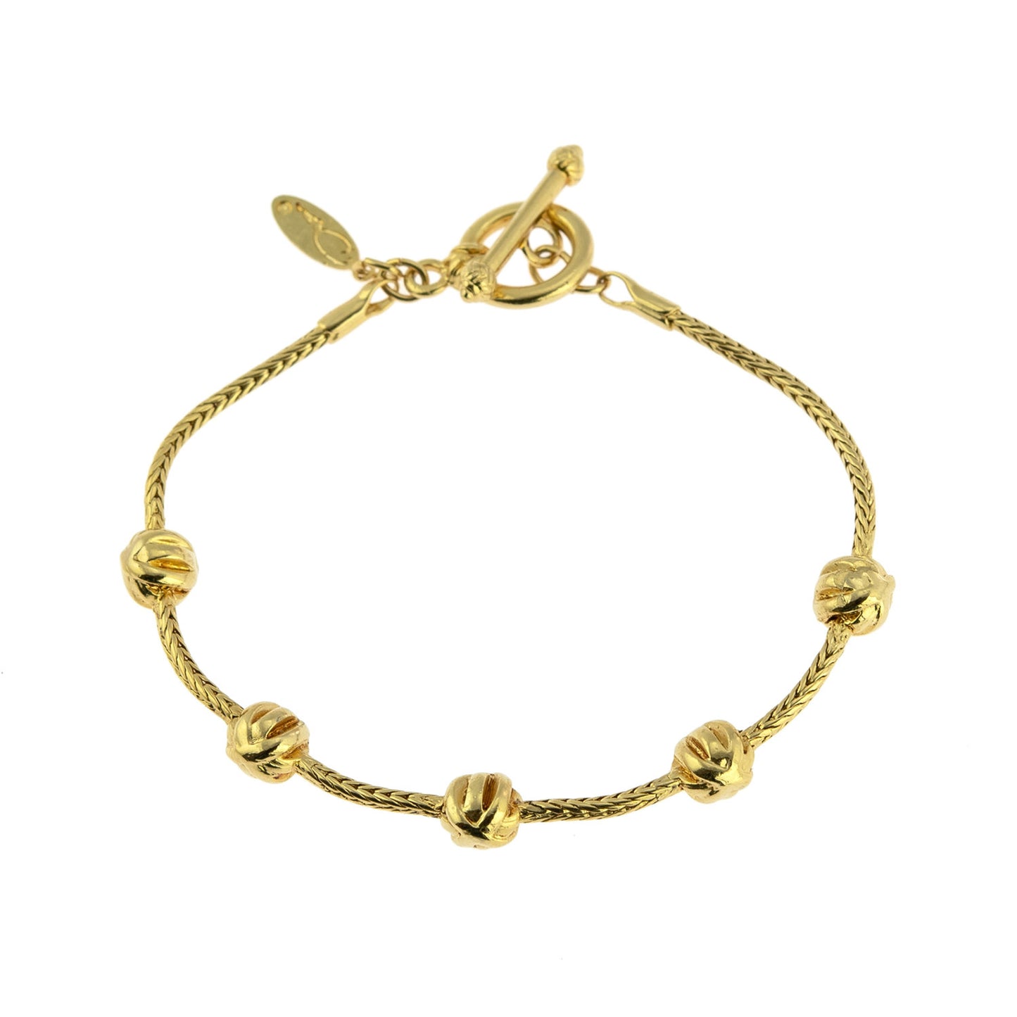 Vintage Bracelet Oscar De La Renta Gold Textured Bead and Chain Bracelet Women OSB-545 Antique Bracelet Jewelry