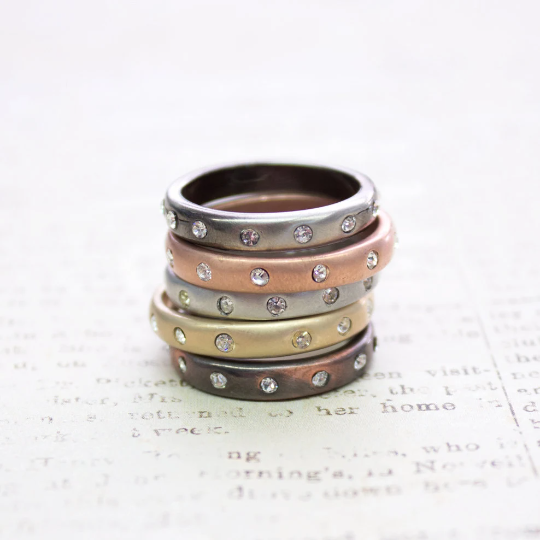 vintage band rings-stacking rings-gold band-silver band-diamond band rings