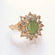 Vintage Ring Genuine Jade surrounded with Austrian Crystals 18k Yellow Gold Electroplated