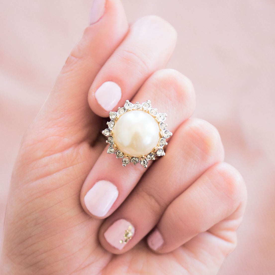 vintage-pearl-bead-Austrian-crystal-ring-white-gold-plated