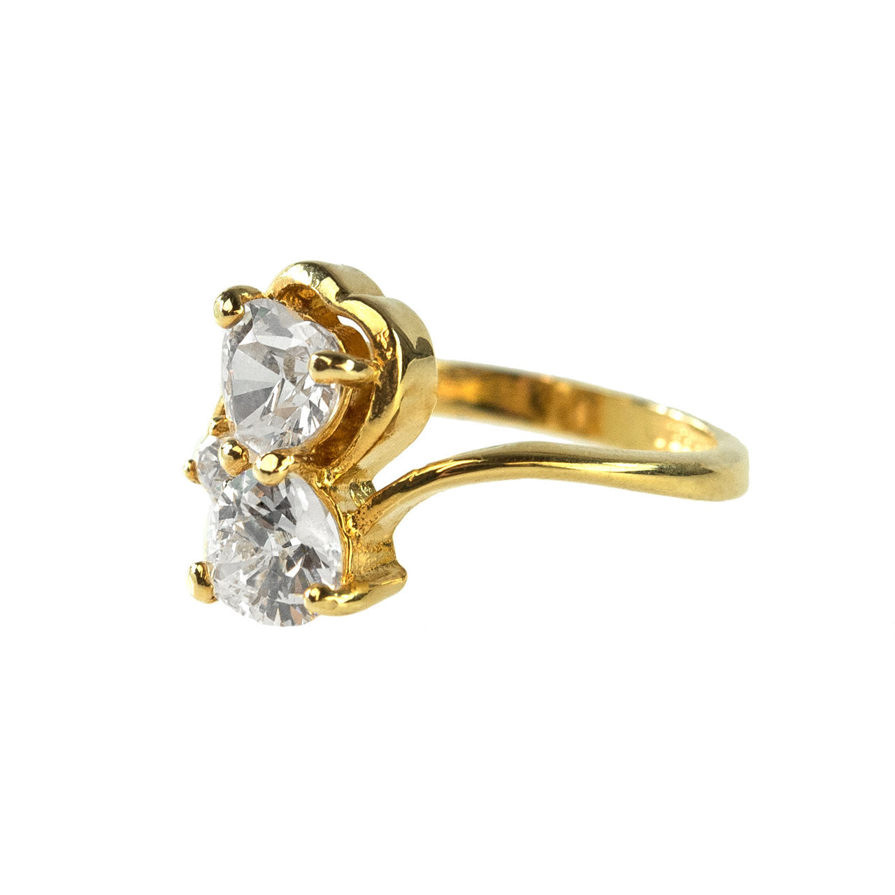 リング18K Doble heart pretty Ring yellow gold