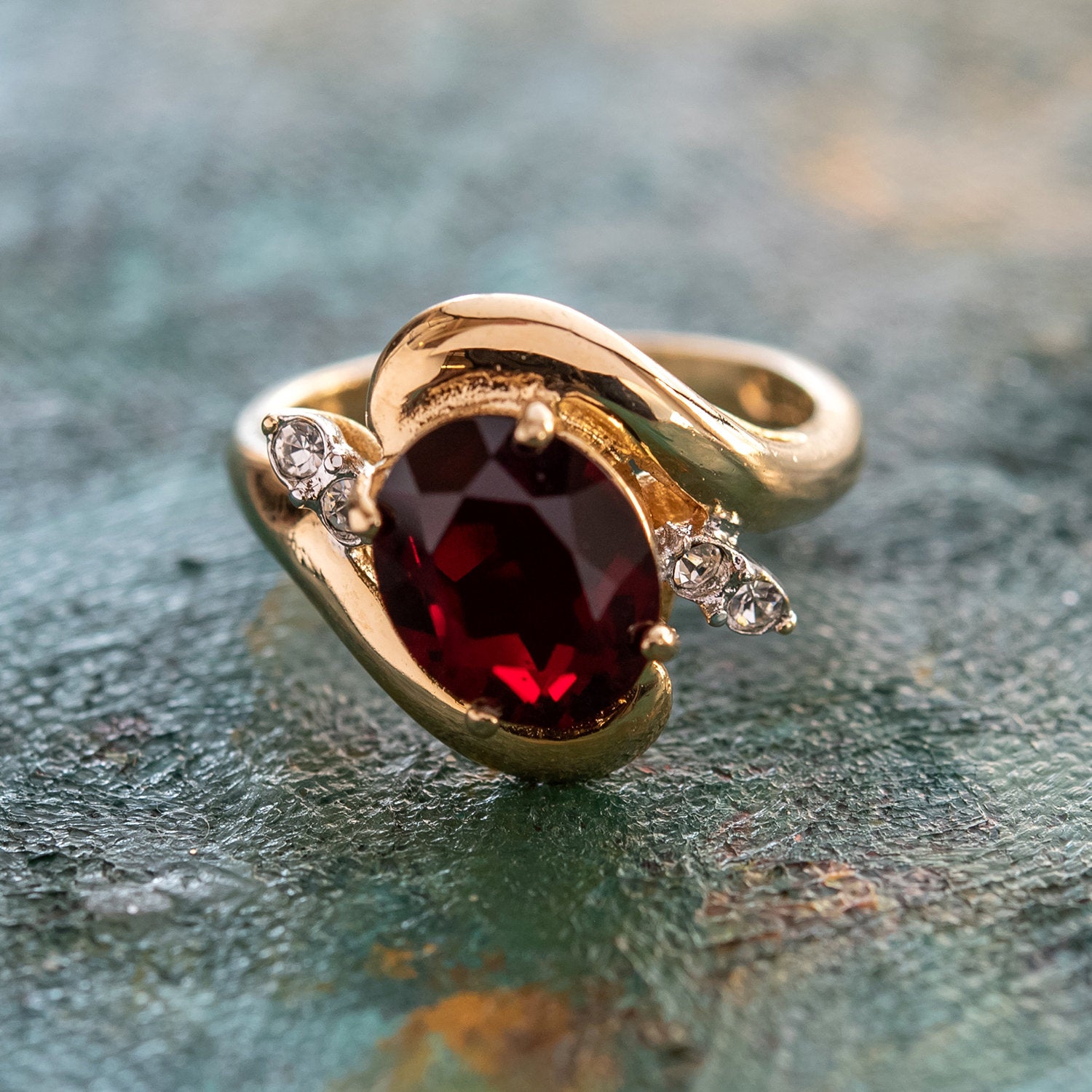 Amethyst and garnet hot sale engagement ring