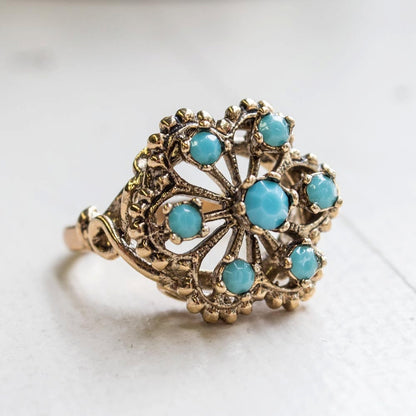 Vintage Ring Filigree with Pinfire Opals 18k Gold Edwardian Style Womans Jewelry Antique Ring  #R103