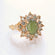 Vintage Ring Genuine Jade with Swarovski Crystals 18k White Gold Cocktail Ring Antique Womans Jewelry #R174