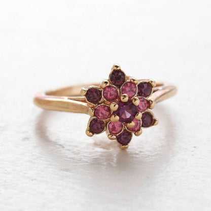 Vintage Ring Rose and Amethyst Swarovski Crystal Star Ring R1039 - Limited Stock - Never Worn
