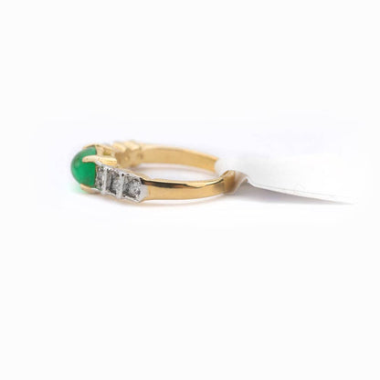 Vintage Ring Green and Clear Swarovski Crystals Ring 18k Gold Ring Antique Womans Jewlery Handmade Size #R1457 - Limited Stock - Never Worn