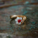 Vintage Ring 1980's Ring Sapphire and Clear Swarovski Crystal 18k Gold Antique Womans Jewelry R2704
