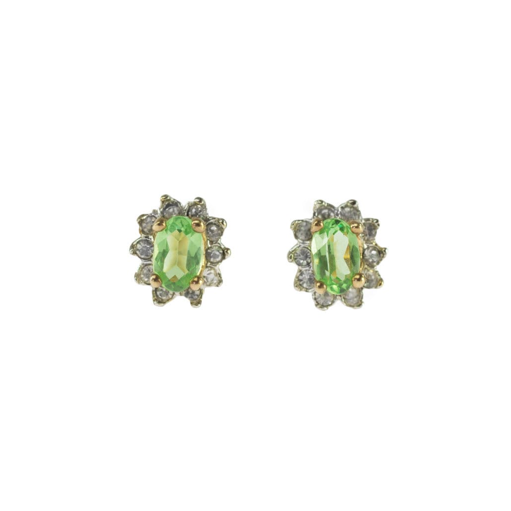 Vintage Peridot and Clear Swarovski Crystal Post Earrings E1291 - Limited Stock - Never Worn