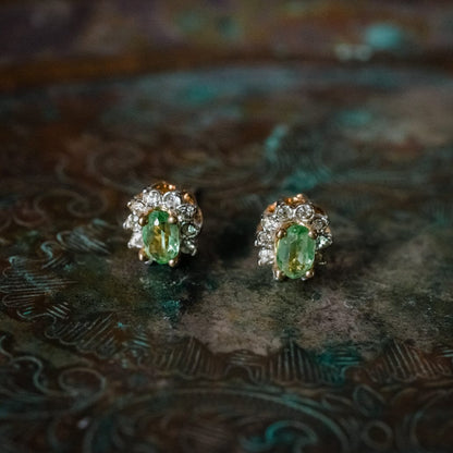 Vintage Peridot and Clear Swarovski Crystal Post Earrings E1291 - Limited Stock - Never Worn
