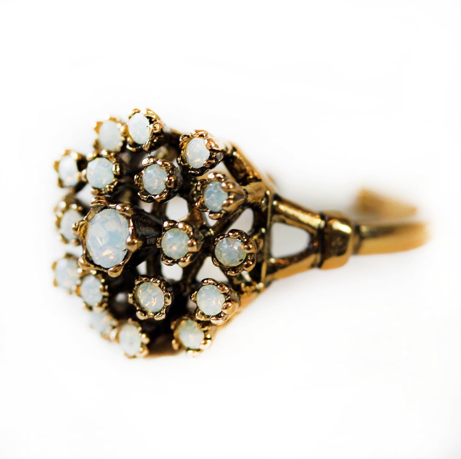 Vintage Ring Pinfire Opal Cluster Antique 18k Gold Cocktail Ring Womans Jewlery Opal Handmade Rings R108 - Limited Stock - Never Worn