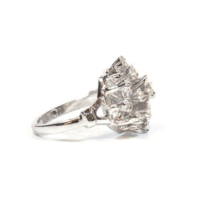 Vintage Ring Clear Swarovski Crystal Burst Ring 18k White Gold Silver  R108 - Limited Stock - Never Worn
