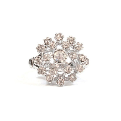 Vintage Ring Clear Swarovski Crystal Burst Ring 18k White Gold Silver  R108 - Limited Stock - Never Worn