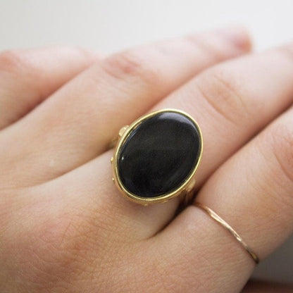 Vintage Ring Faux Onyx Stone Ring 18k Gold  R1776 - Limited Stock - Never Worn