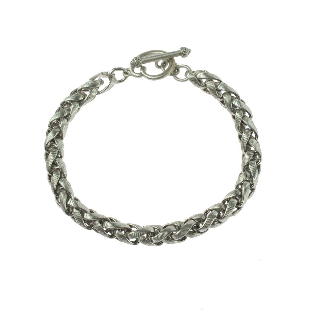 Vintage Ring Oscar De La Renta Silver Tone Braided Textured Links Bracelet #OS-B141-S - Limited Stock - Never Worn