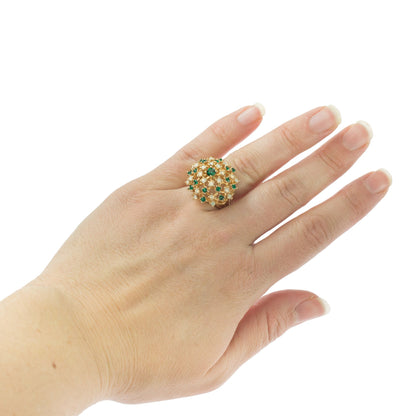 Vintage Ring Tourmaline Crystal and Pinfire Opal Burst Ring 18k Gold Antique Jewelry for Women R195 - Limited Stock - Never Worn