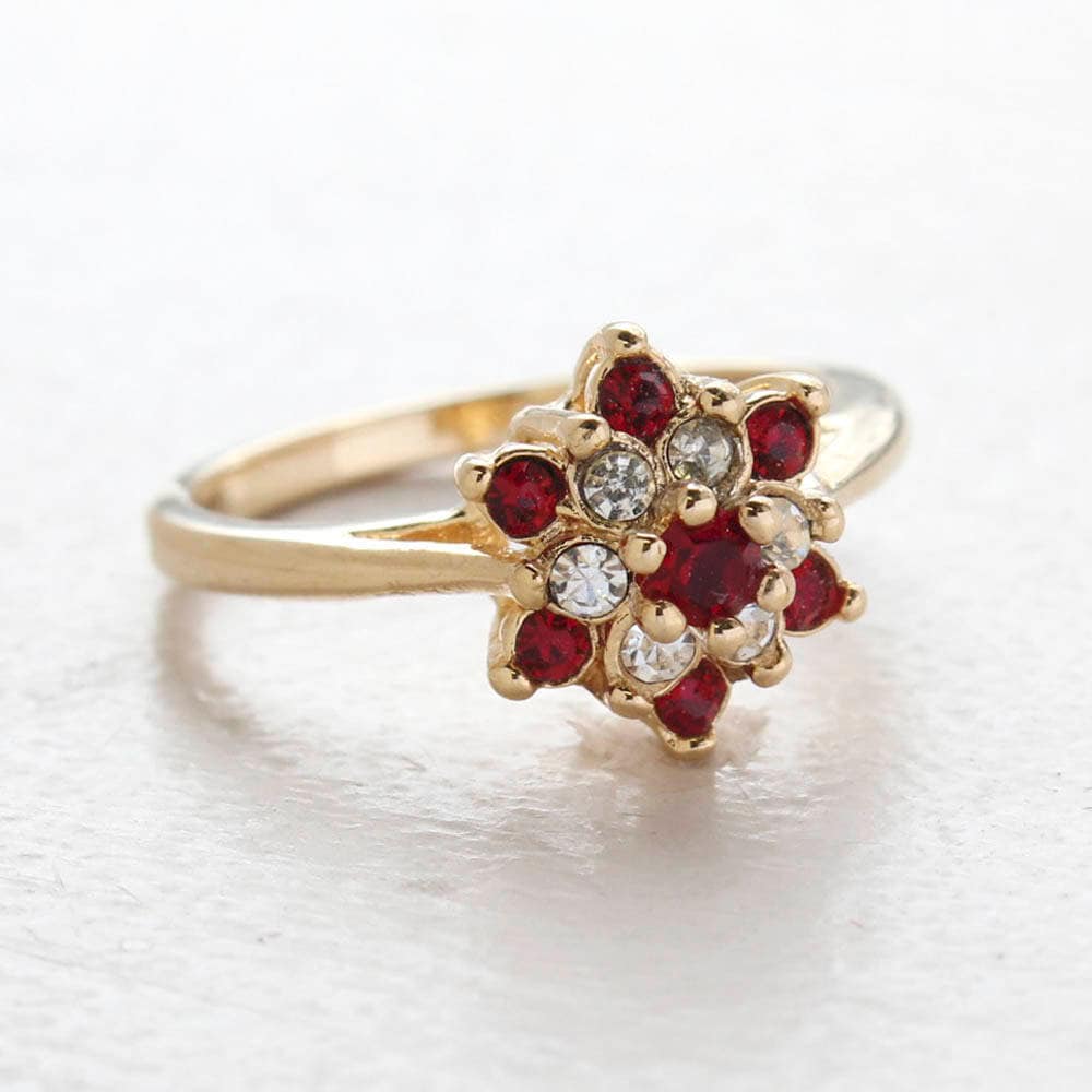 Vintage Ring Ruby and Clear Swarovski Crystal Star Ring Made in the USA #R1039 - Limited Stock - Never Worn