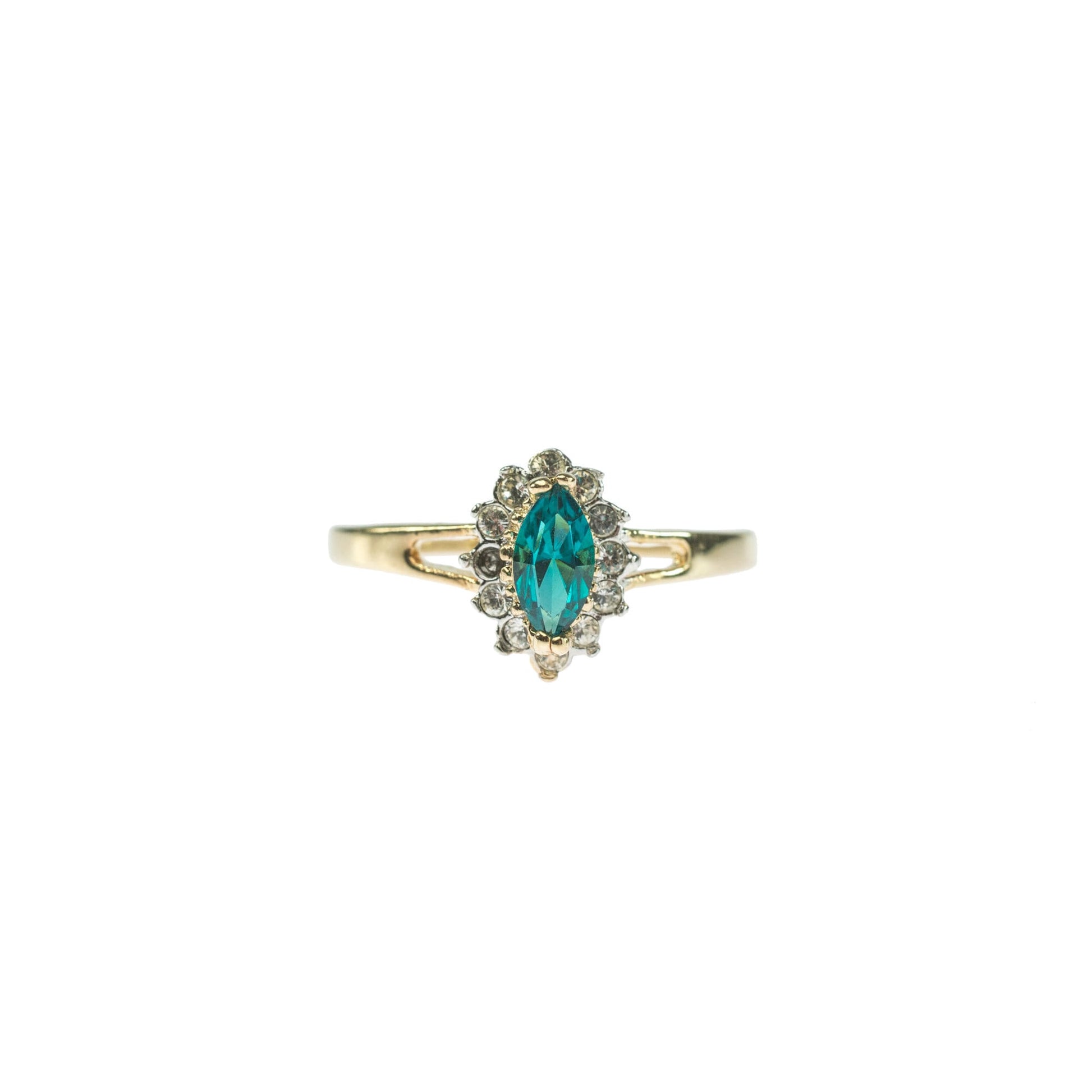 Vintage Ring Zircon and Clear Swarovski Crystals 18kt Gold Antique Womans Jewelry Handmade Dainty Rings #R1314 - Limited Stock - Never Worn