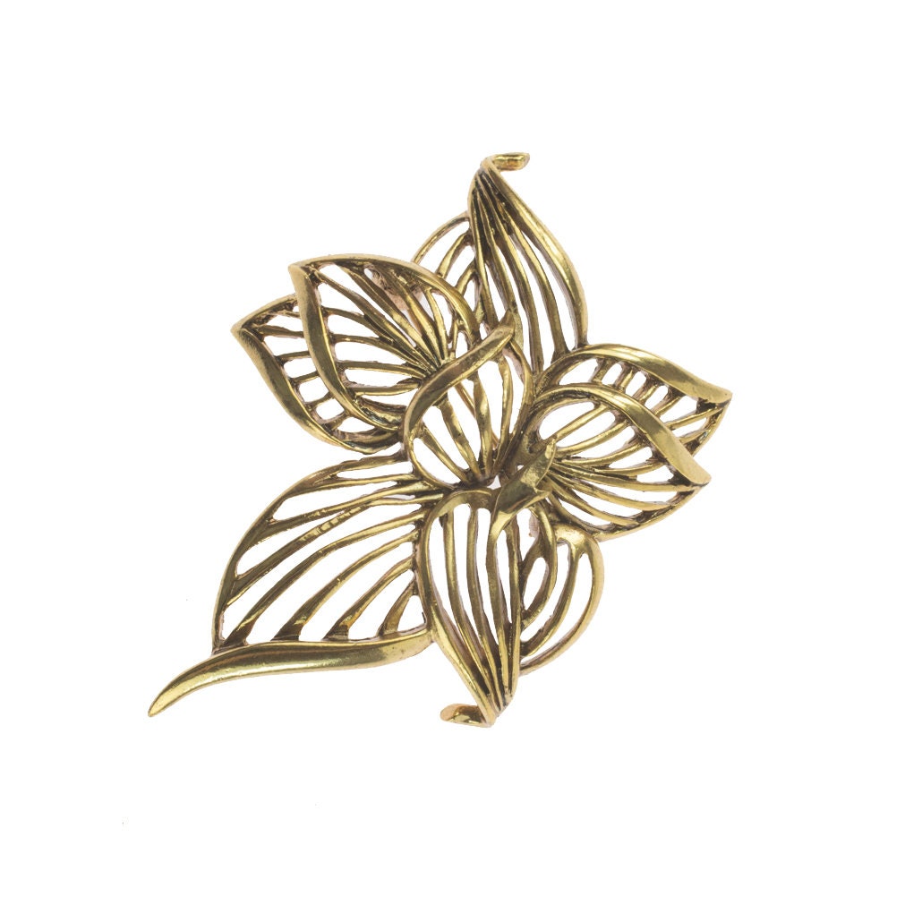 Oscar de la Renta Vintage Gold Flower Pin