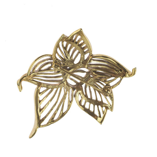 Oscar de la Renta Vintage Gold Flower Pin