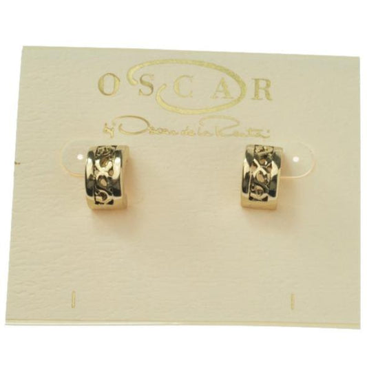 Vintage Earrings Signed Oscar De La Renta Thick Antique Gold Tone Hoops Earrings for Women A#OS2445 - Limited Stock - Never Worn