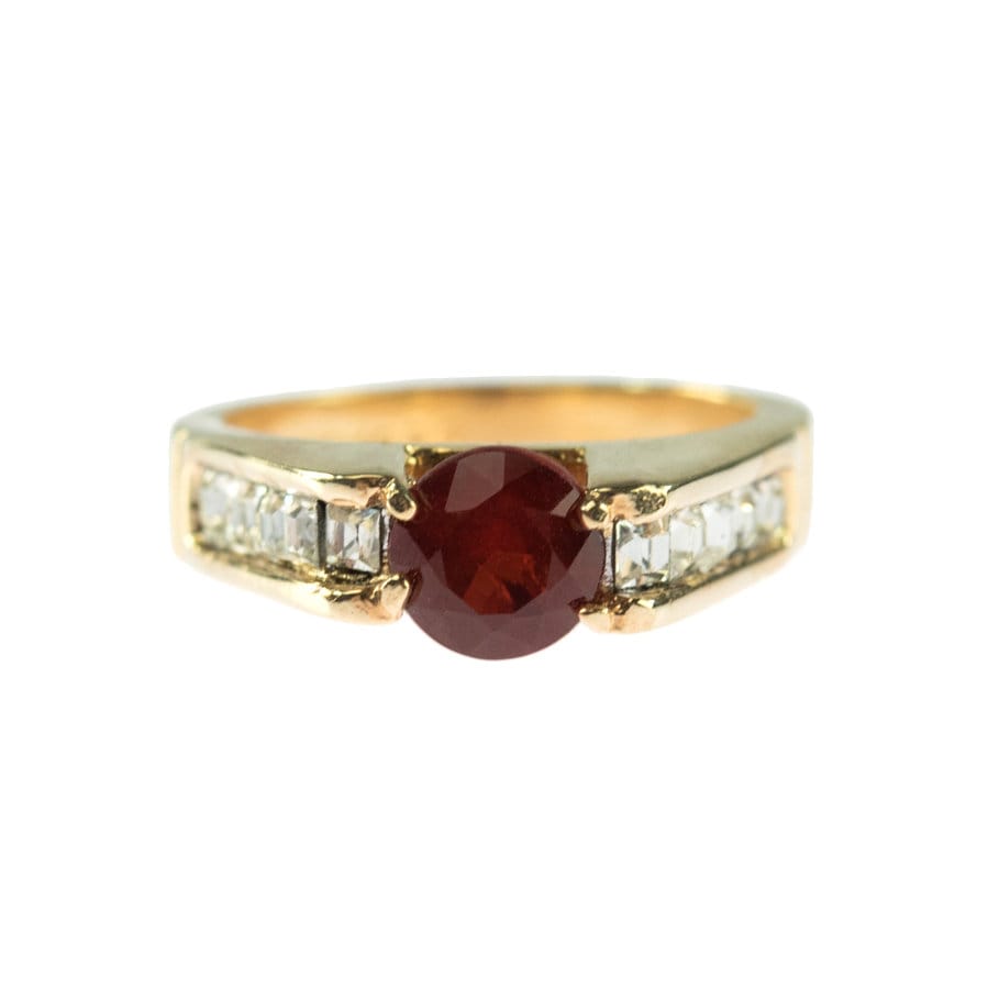 Vintage Ring Genuine Garnet and Clear Cubic Zirconia Accents 18k Gold Plated #R2689 - Limited Stock - Never Worn