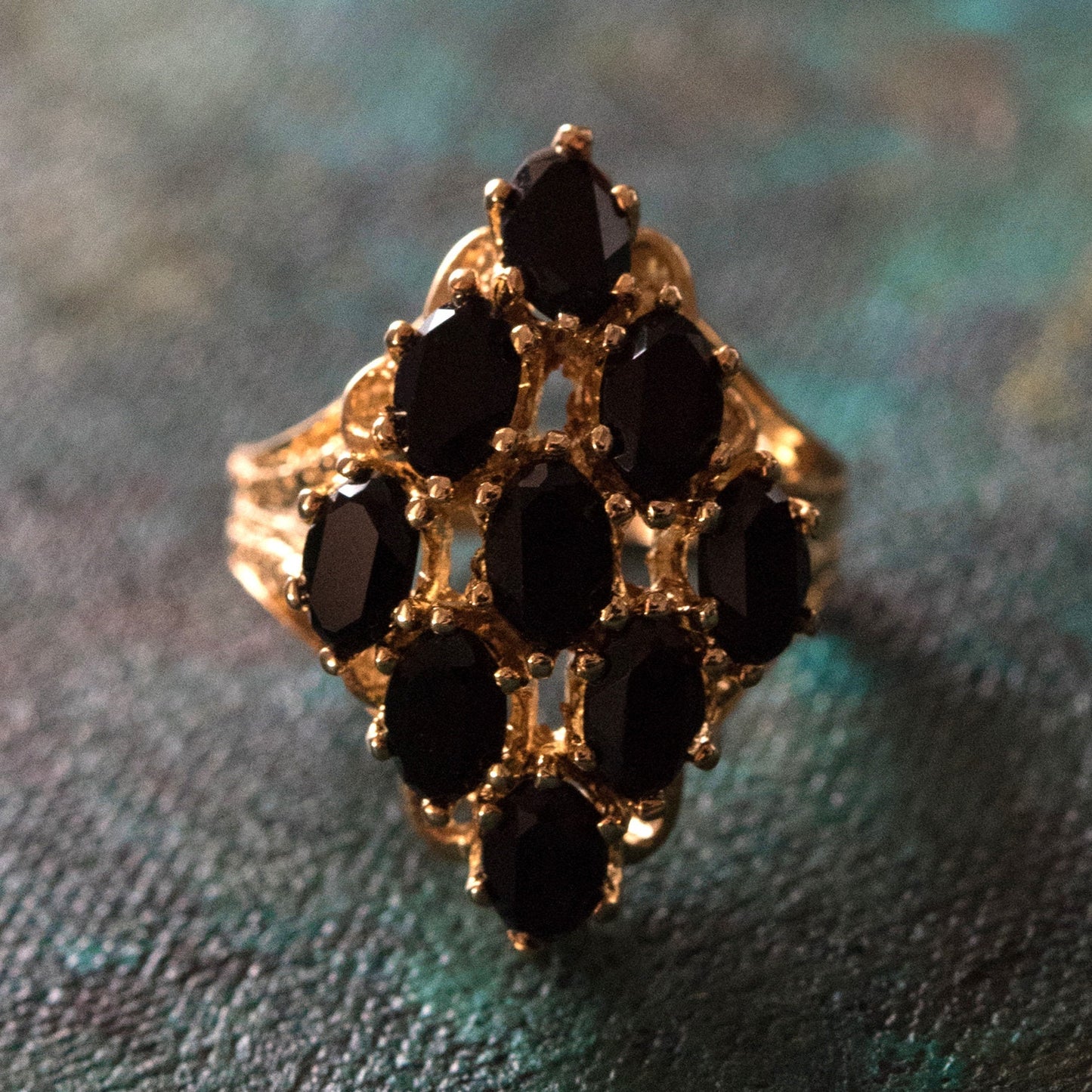 Vintage Ring Garnet Swarovski Crystal Cocktail Ring 18k Gold Antique Womans Handmade Garnets Rings R284 - Limited Stock - Never Worn
