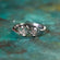 Vintage Ring Genuine Sapphire Heart Ring 18k White Gold Silver Antique Womans Jewelry R878