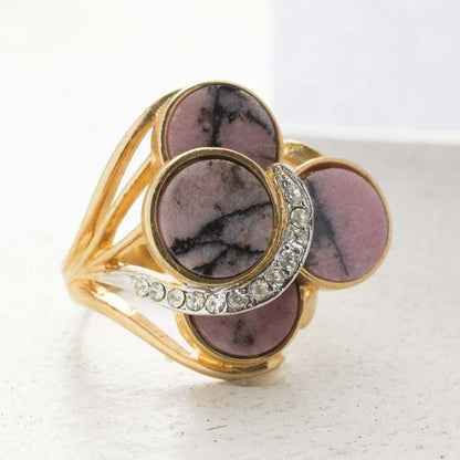 A Vintage Ring Genuine Tiger Eye Cocktail Ring 18k Gold Antique Tigerseye Womans Handmade Jewelry R282