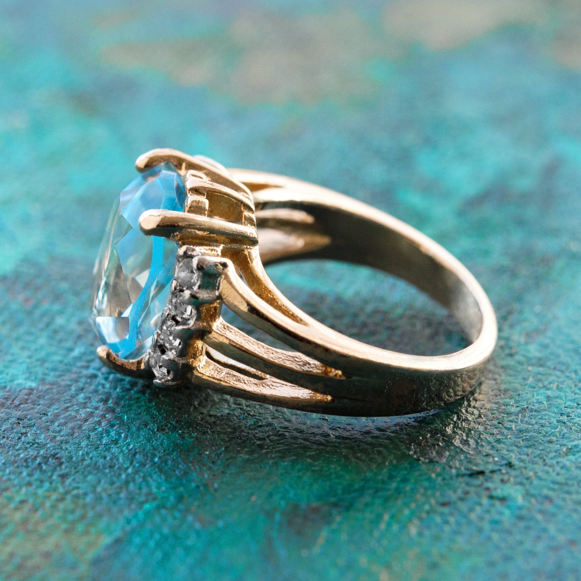Aquamarine White Patina Swarovski Cushion Cut Crystal Statement Ring, Blue  Crystal Bridesmaid Ring, March Birthstone Square Crystal Ring - Etsy