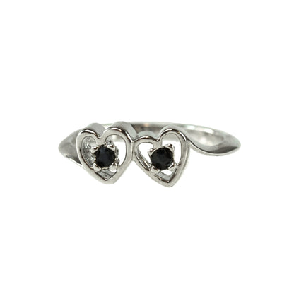 Vintage Ring Genuine Sapphire Heart Ring 18k White Gold Silver Antique Womans Jewelry R878 - Limited Stock - Never Worn