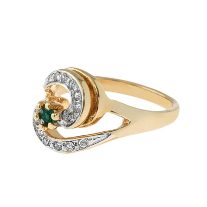 Vintage Ring Emerald Cubic Zirconia 18k Gold Plated Ring with Clear Swarovski Crystals #R1081 - Limited Stock - Never Worn