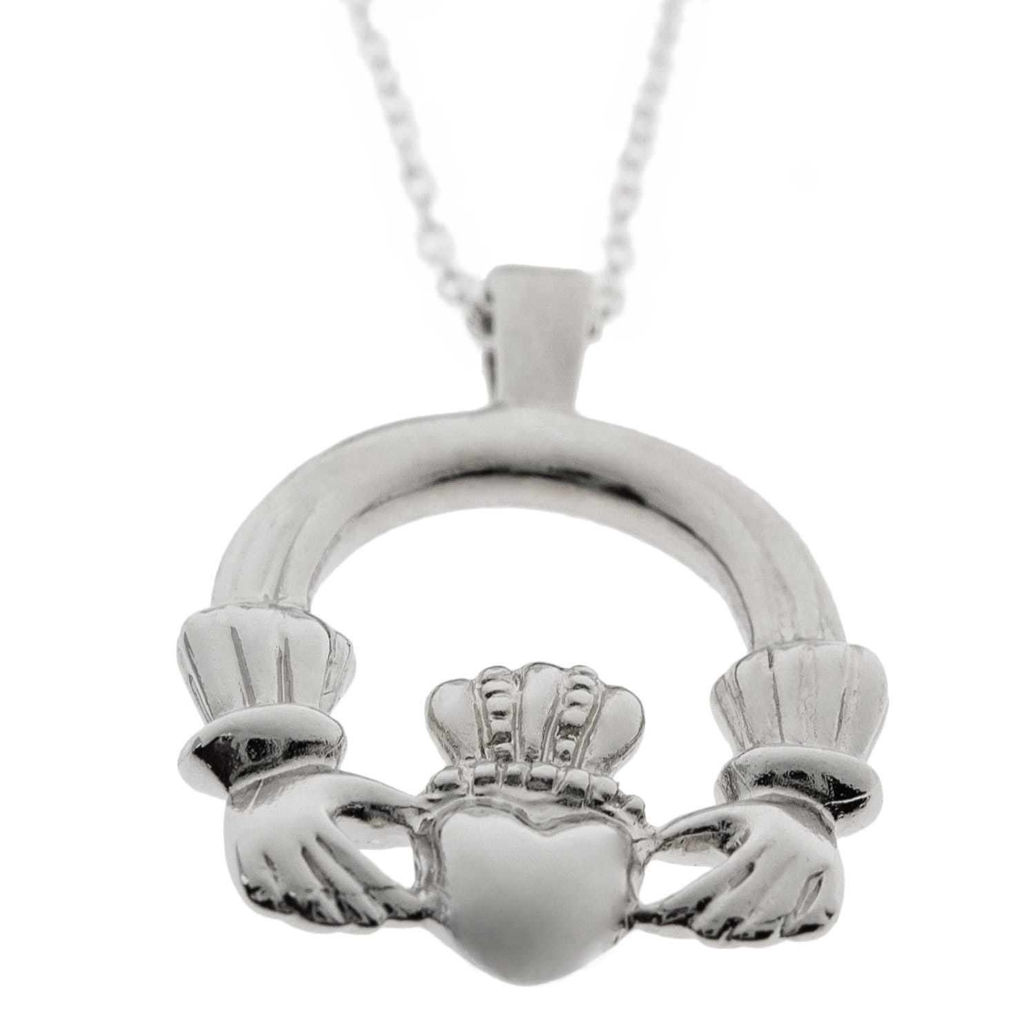 Vintage Claddagh Necklace 18k White Gold Silver Made in the USA N1722 - Limited Stock - Never Worn