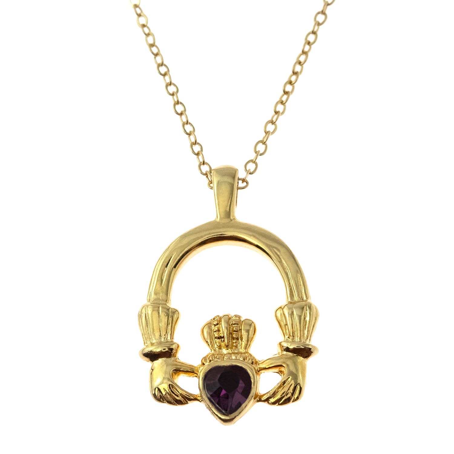 Vintage Claddagh Necklace Amethyst Swarovski Heart Crystal 18k Gold Antique Jewlery for Women N3099 - Limited Stock - Never Worn
