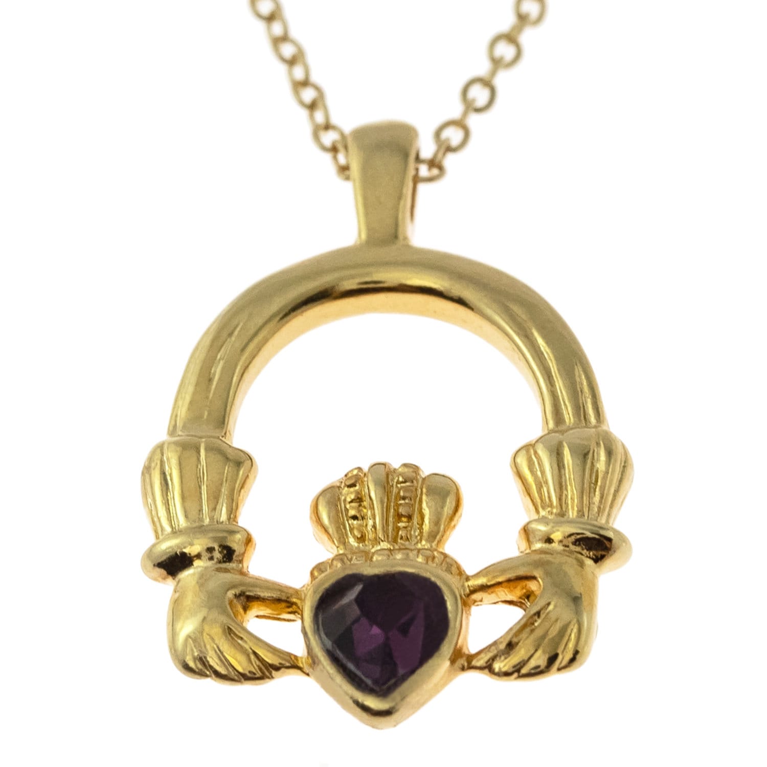 Vintage Claddagh Necklace Amethyst Swarovski Heart Crystal 18k Gold Antique Jewlery for Women N3099 - Limited Stock - Never Worn