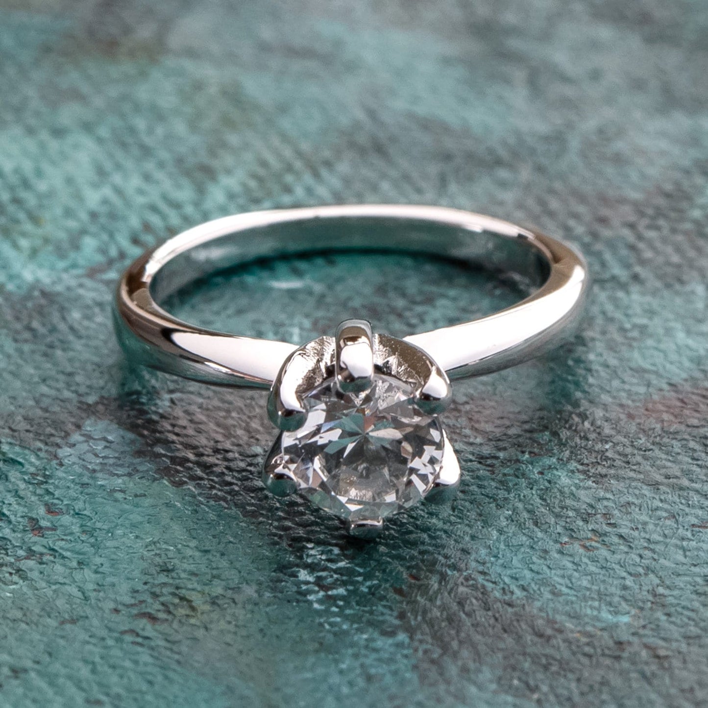 Vintage Ring Genuine Spinel Stone Solitaire Engagement Style Ring 1ct. Weight 18k White Gold Silver Antique Womans Promise Engagement R1600 Size: 10