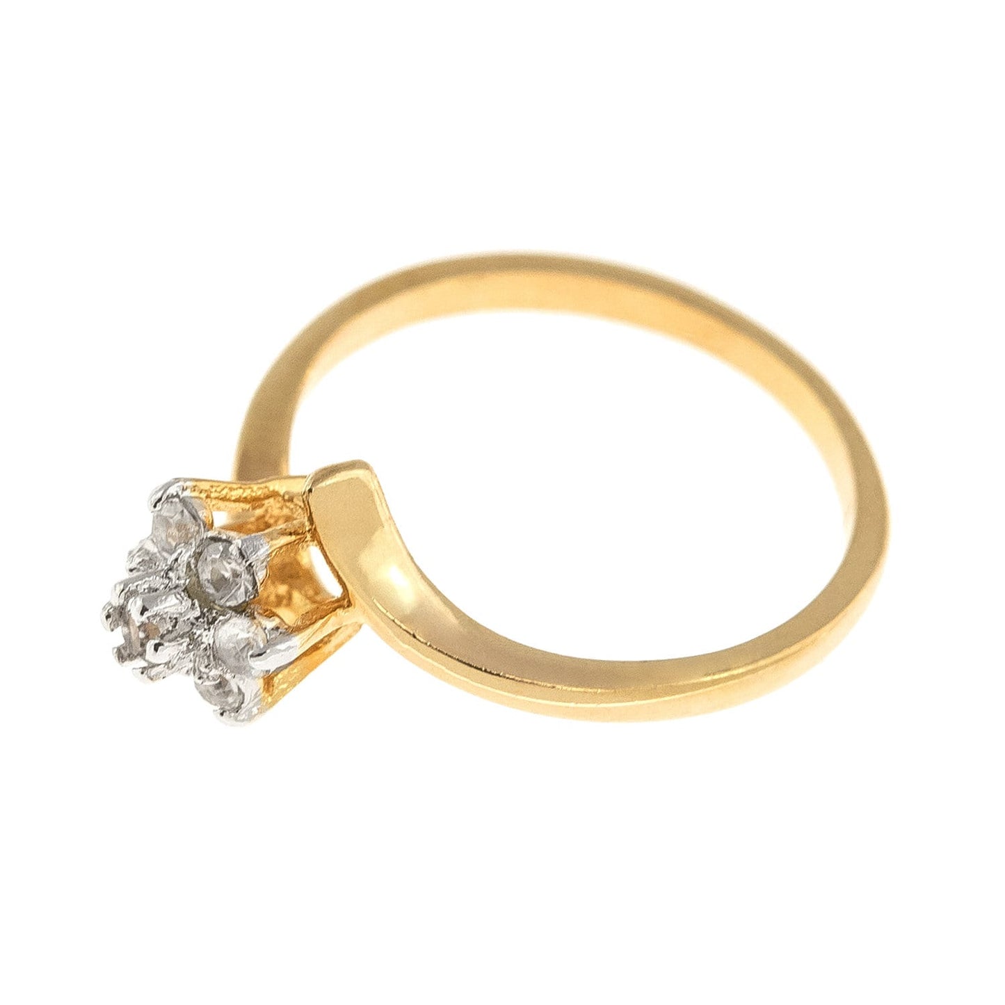 Vintage Ring Jewelry Clear Swarovski Crystal Flower Motif Cocktail Ring 18k Gold Made in the USA R1766