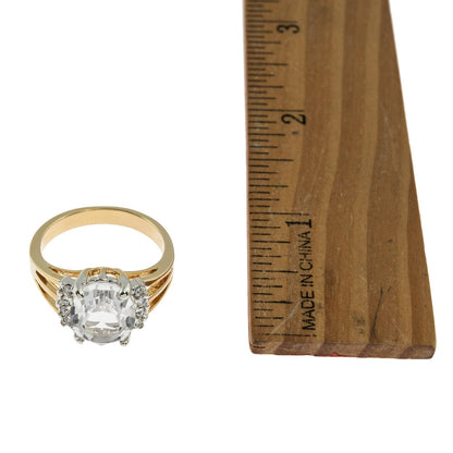 Vintage Ring 1980's Clear Swarovski Crystal Ring 18k Gold  R1664 - Limited Stock - Never Worn